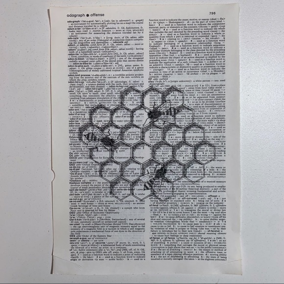 Dictionary Art Print Honeybee and Honeycomb Honey Bee,  Vintage Art Print - Picture 3 of 3